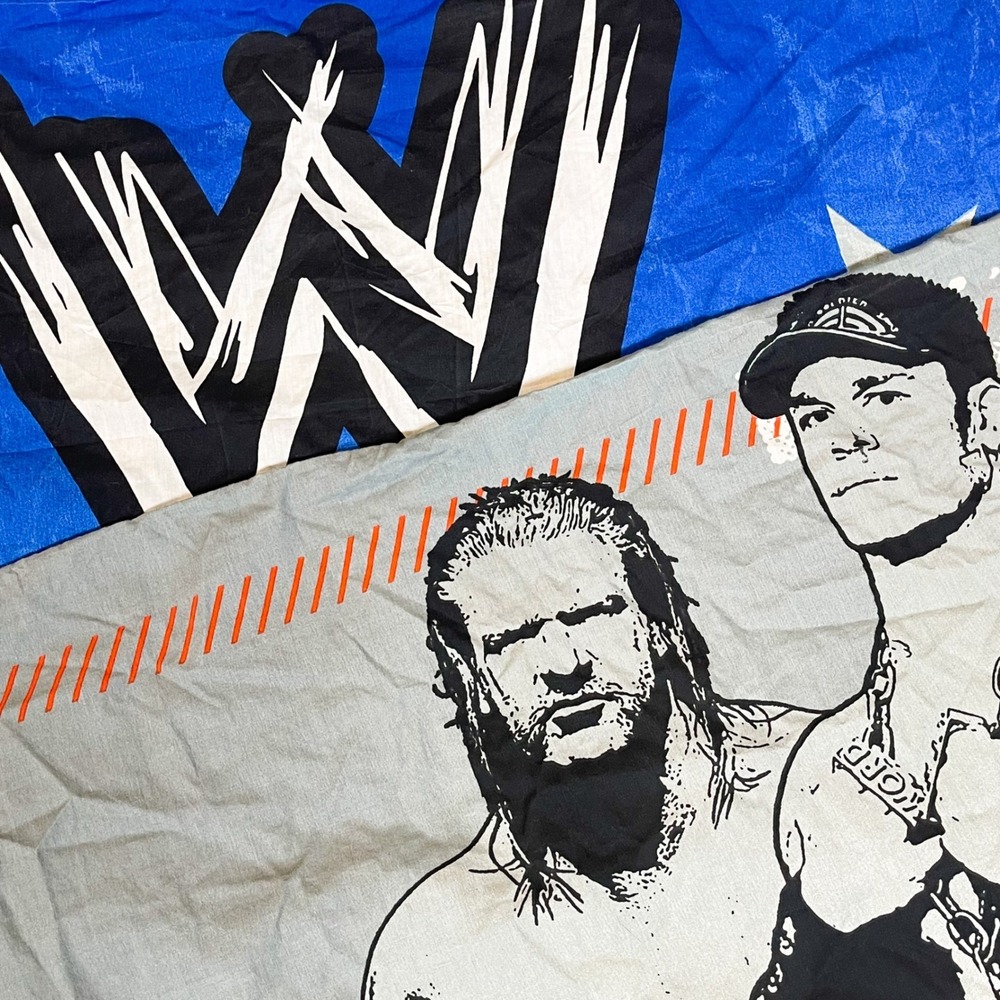 WWE Pillowcase Set John Cena Triple H Kids Blue Grey Wrestling Bedding 2 Pack